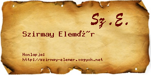 Szirmay Elemér névjegykártya