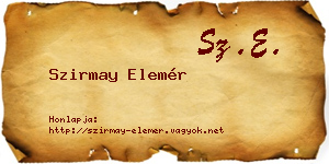 Szirmay Elemér névjegykártya